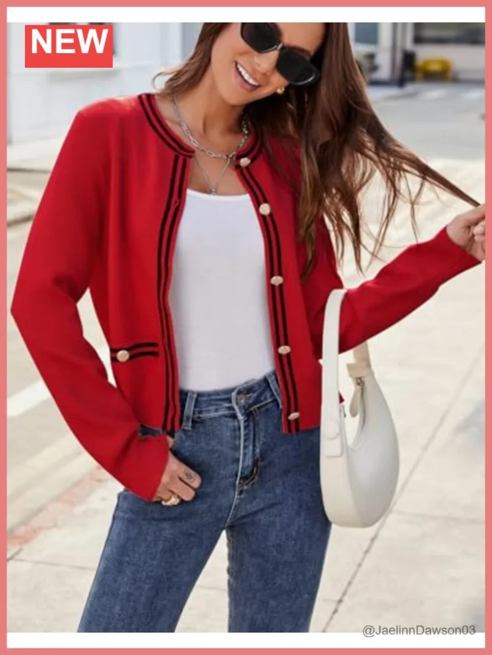 Cropped Tweed Cardigan Button Down Open Front Knit Sweater